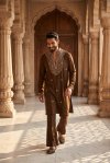 Brown Outluk Wedding Vol 62 Lachaka Mens Kurta With Bottom W6201